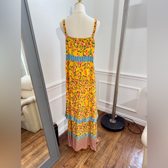 FARM RIO 🍌 Anthropologie Tropical Anjou Cashew Yellow Layered Maxi Dress NWT - Picture 14 of 17